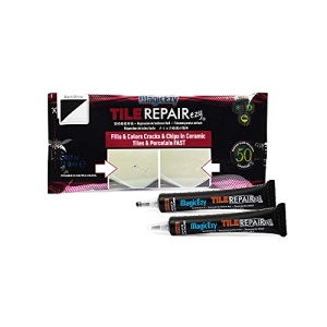 MagicEzy Tile RepairEzy - BLANCO y NEGRO - Kit de reparación de azulejos de cerámica - Azulejos de baño agrietados