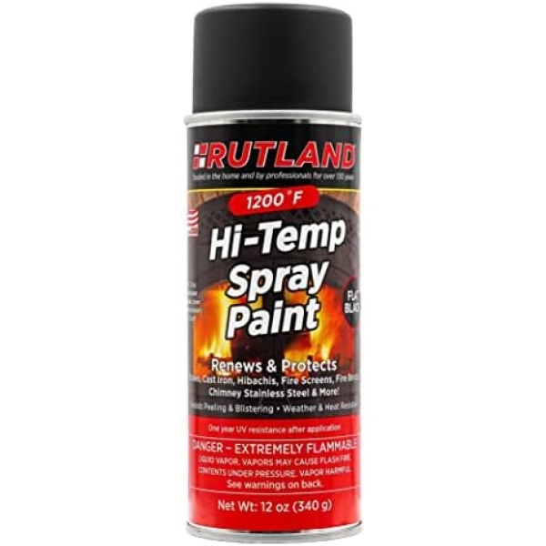 Rutland Products pintura en aerosol de alta temperatura, 12 onzas líquidas (paquete de 1), negro