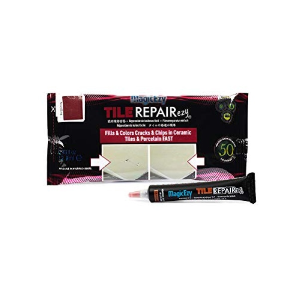 MagicEzy Tile RepairEzy - BORGOÑA - Kit de reparación de azulejos de cerámica - Azulejos de baño agrietados