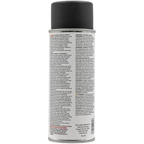 Rutland Products pintura en aerosol de alta temperatura, 12 onzas líquidas (paquete de 1), negro - Image 2