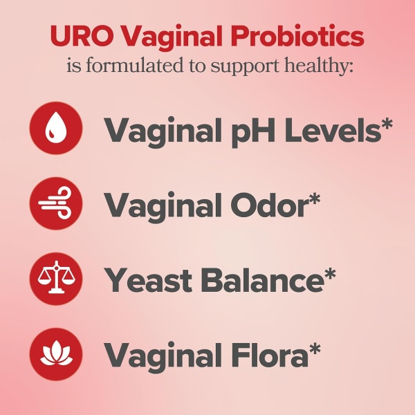 URO Vaginal Probiotics para la salud vaginal de las mujeres, equilibrio del pH, promueve el olor y flora vaginal saludable, 60 cápsulas, (1 unidad) - Image 2