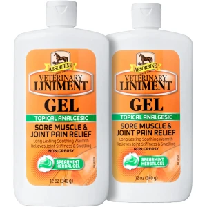 Absorbine Gel de linimento veterinario, articulaciones y artritis, botella de 12 onzas, paquete de 2 unidades