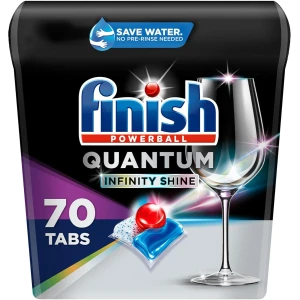 FINISH Quantum Infinity Shine, cápsulas para lavavajillas, detergente líquido para lavavajillas, limpieza y brillo avanzados, tabletas de lavavajillas de 70 unidades