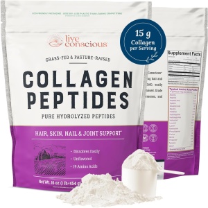 Live Conscious Polvo de péptidos de colágeno – Polvo de colágeno hidrolizado de origen natural