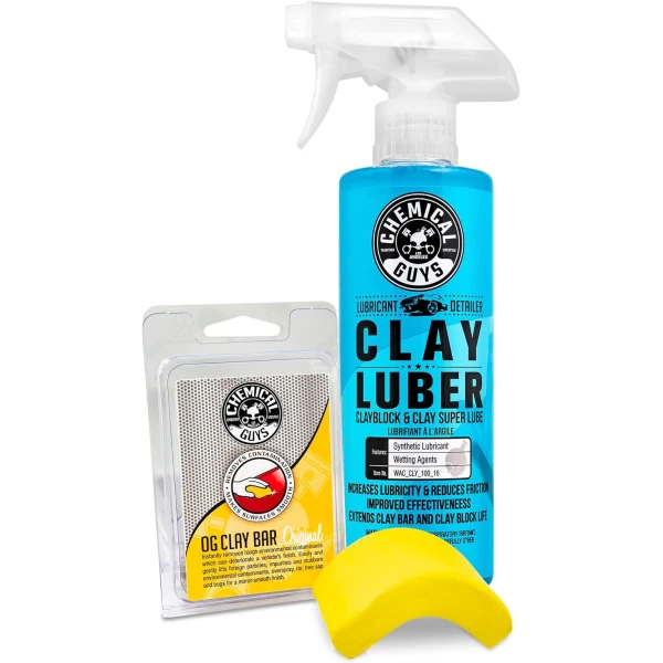 Kit de 2 barras de arcilla de resistencia media y lubricante sintético Luber de Chemical Guys Cly_Kit_2 (16 onzas) (2 unidades), Original, Amarillo