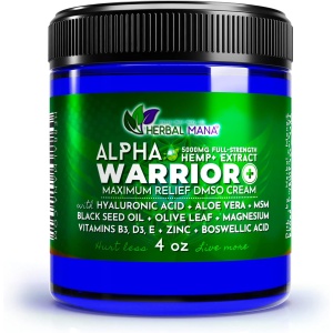 Herbal Mana Alpha Warrior con 5000 mg de cáñamo y 99.9% crema DMSO pura.