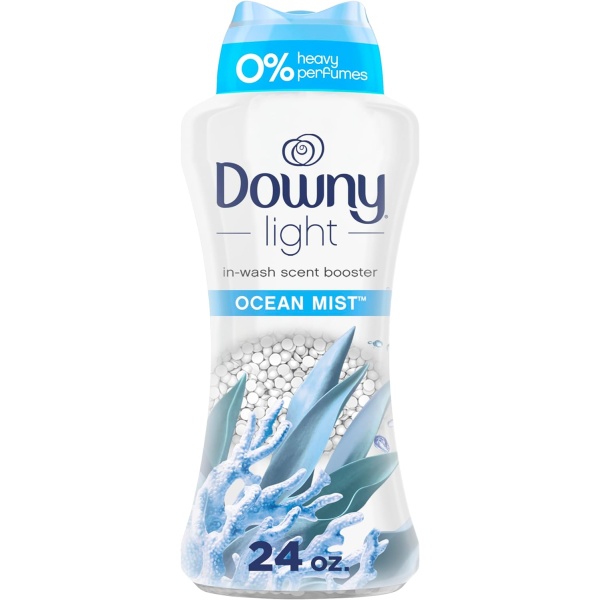 Downy Cuentas elevadoras de aroma ligero en lavado, aroma a niebla oceánica, 24 onzas, cuentas de refuerzo de aroma de Downy para lavandería