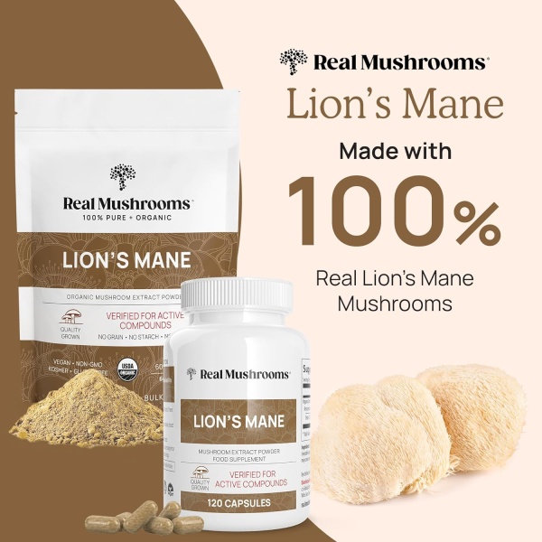 Lions Mane Brain and Focus Supplements - Cápsulas de extracto en polvo de hongos - Suplemento sin OMG y sin gluten para una mejor salud cognitiva - Image 5