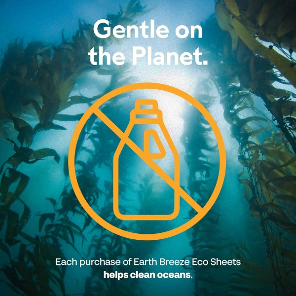 Earth Breeze Hojas de detergente para ropa con aroma fresco, 60 cargas, sin jarra de plástico, detergente concentrado para ropa, 30 hojas - Image 9