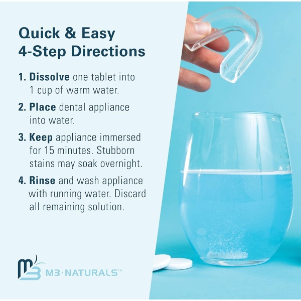M3 Comprimidos y limpiador de dentaduras antibacteriano para retenedores dentales. - Image 5