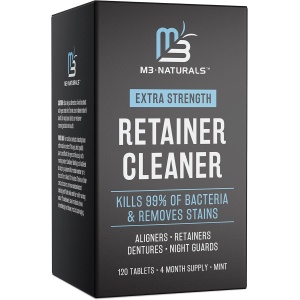 M3 Comprimidos y limpiador de dentaduras antibacteriano para retenedores dentales.