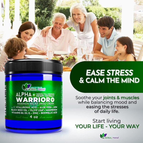 Herbal Mana Alpha Warrior con 5000 mg de cáñamo y 99.9% crema DMSO pura. - Image 4