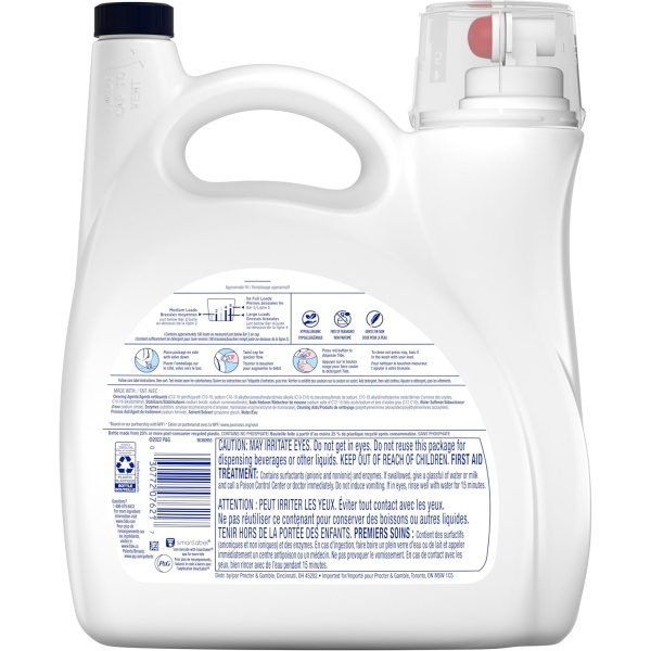 Tide Free & Gentle - Detergente líquido para ropa, compatible con HE, 100 cargas, 132 onzas líquidas de detergente hipoalergénico pieles sensibles. - Image 2