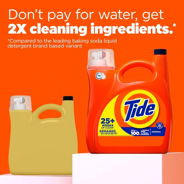 Tide Detergente líquido para ropa, original, 100 cargas, 146 onzas líquidas, compatible con alta eficiencia - Image 3