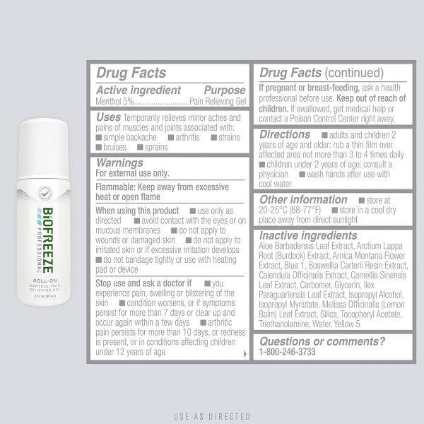 Biofreeze Professional - Tratamiento para aliviar el dolor muscular y articular en presentación Roll-On - Image 2