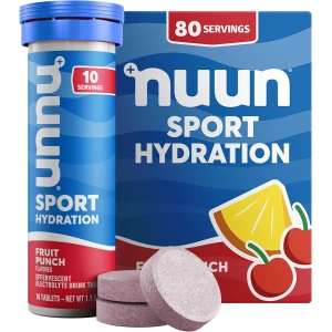 Nuun Sport - Tabletas de electrolitos para una hidratación proactiva, ponche de frutas, paquete de 8 (80 porciones)