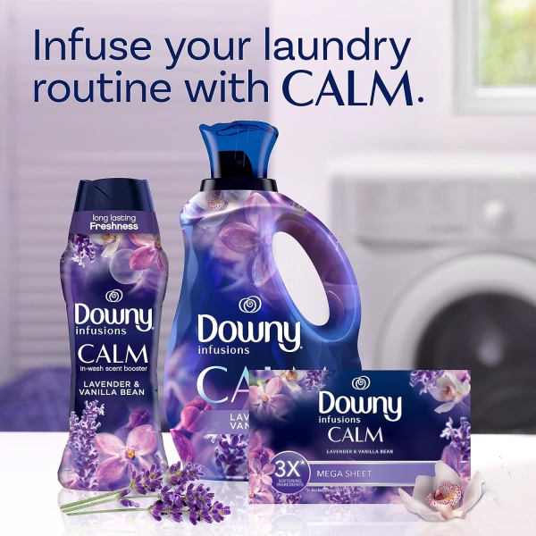 Downy Infusions - Toallitas mega para secadora, suavizante de ropa, fragancia de lavanda y vainilla (Calm), 180 unidades - Image 3
