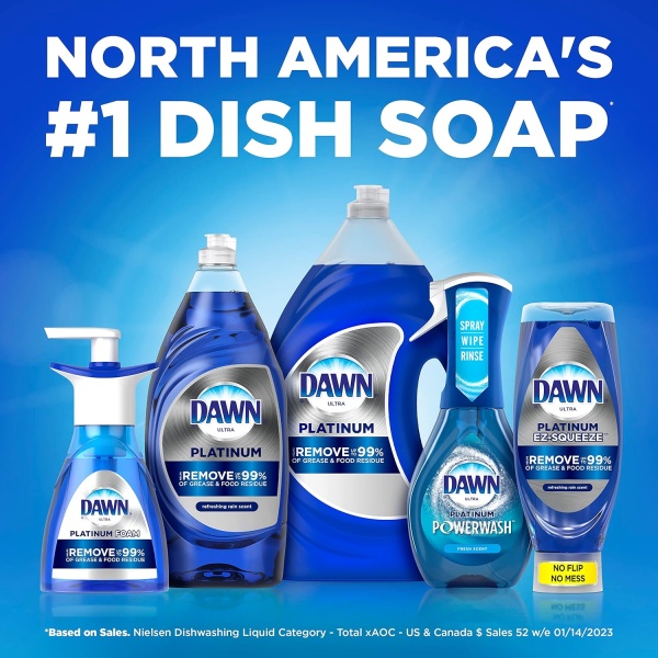 Dawn Platinum - Jabón líquido para platos, líquido detergente para platos, aroma refrescante a la lluvia, 54.8 onzas líquidas (paquete de 2) - Image 9