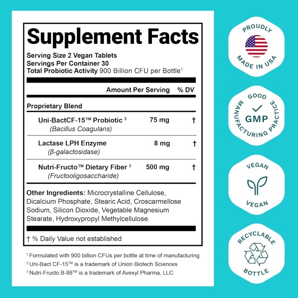 Probióticos para mujeres y hombres, con enzima lactasa y fibra prebiótica para la salud digestiva. - Image 2
