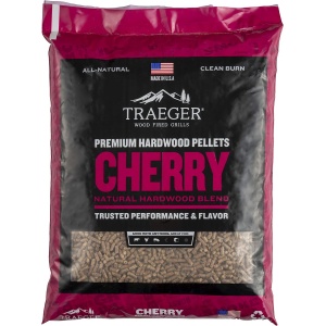 Traeger Grills Briquetas de madera dura de cerezo PEL309 100 % natural para parrilla, ahumar, hornear, asar, cocinar a fuego lento y hacer a la barbacoa, bolsa de 20 libras