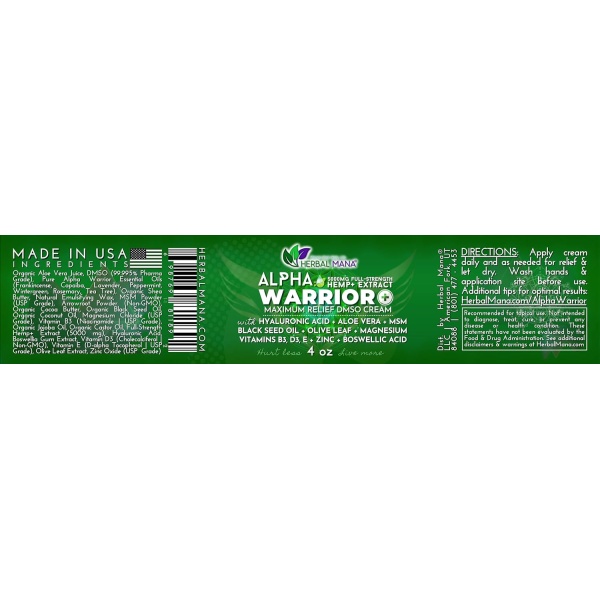 Herbal Mana Alpha Warrior con 5000 mg de cáñamo y 99.9% crema DMSO pura. - Image 6