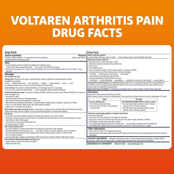 VOLTAREN Gel de dolor de artritis voltaren para alivio de dolor de artritis tópica, no se necesita prescripción - Tubos de 3.5 oz / 100 g (paquete de 2) - Image 7