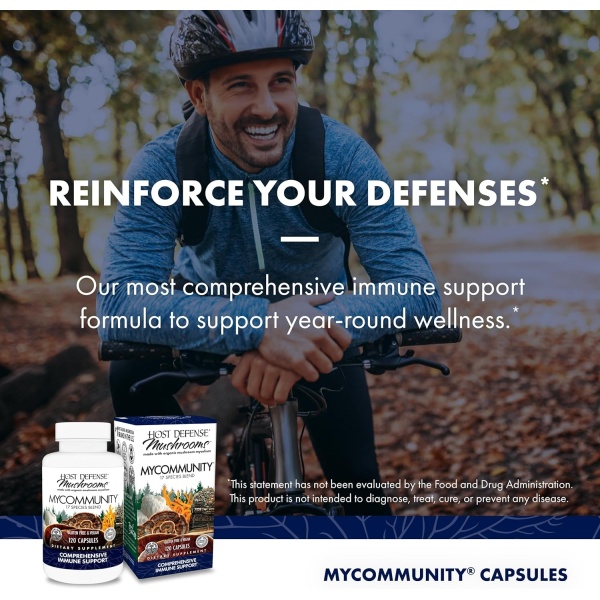 Host Defense, MyCommunity Cápsulas, apoyo inmunológico avanzado, suplemento de hongos con melena de león y Reishi, sin sabor, 120 - Image 3