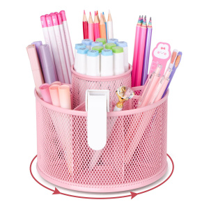 Organizador Giratorio Rosado Para Escritorio, Soporte Para B