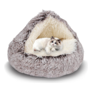 Camita Redonda De Felpa Acogedora Para Gatos Y Perros