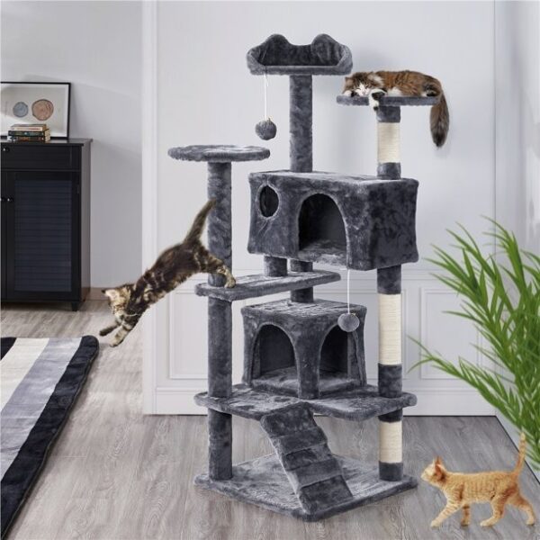 Arbol De Gato Multi Condominio Rascador Gris 1.37 M Alto - Image 4