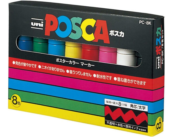 Plumones Posca Pc-8k Punta Gruesa 8 Colores Permanente