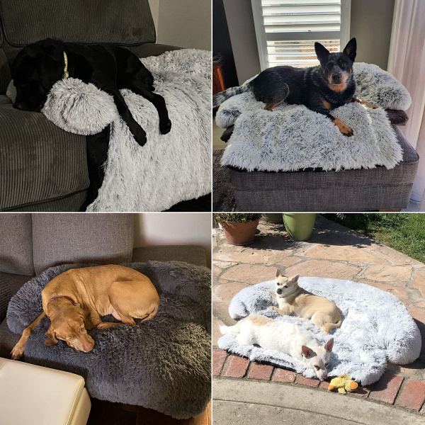 Cama Tapete Felpudo Calmante Para Mascotas Con Protector Gri - Image 6
