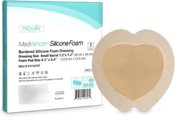 Apósito De Espuma Adhesiva De Silicona Sacro 7 X 7 (5 Pack)