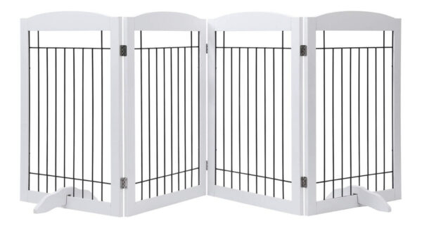 Puerta Plegable Valla Para Mascotas Extra Ancha Blanca