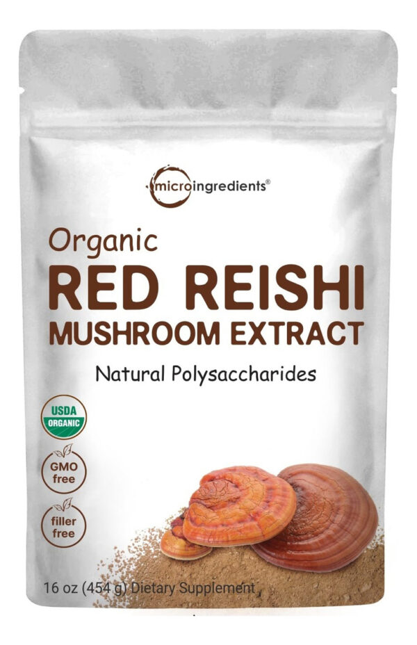 Polvo De Hongo Reishi Rojo Orgánico 16 Oz Extracto 100:1
