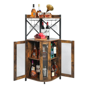 Gabinete De Barra De Esquina Jksmart Con Soporte De Vidrio,