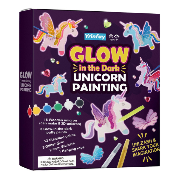 Kit De Pintura Unicornio Luminiscente Regalos Pascua Artes