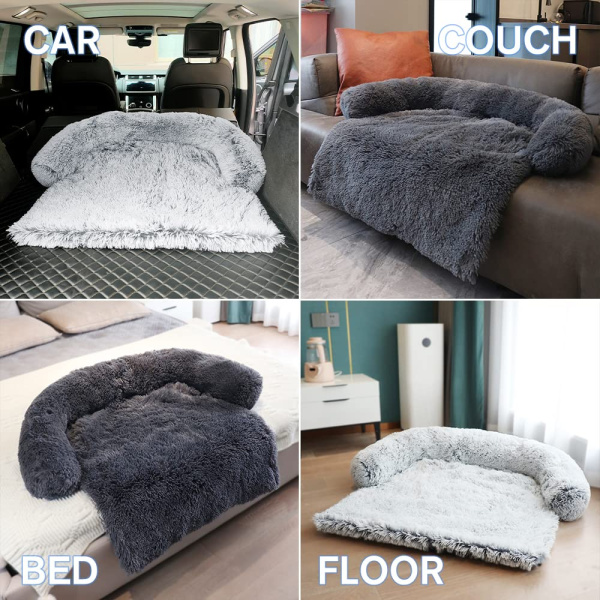 Cama Tapete Felpudo Calmante Para Mascotas Con Protector Gri - Image 5