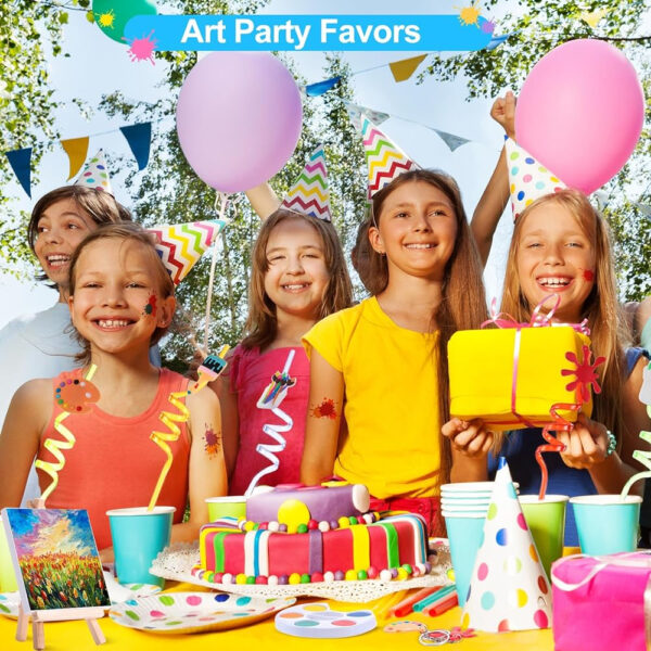 Recuerdos de fiesta para niños pequeños, pintura artística, lienzo, acuarela, pintura artística, pajitas, llavero, bolsas temporales de tatuaje, juego para niños, cumpleaños, premios - Image 5