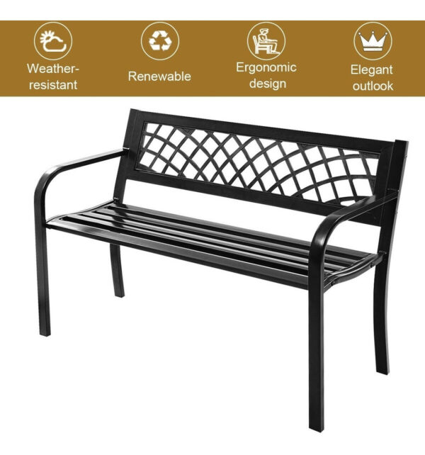Banca Exterior Interior Metalica Mueble Jardin Terraza Patio - Image 9