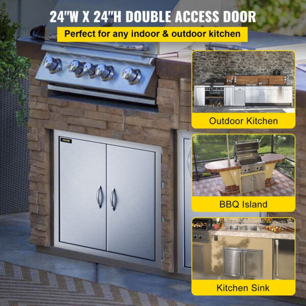 Puerta Doble Acero Inoxidable 304 Cocina Asador 24x24in - Image 3