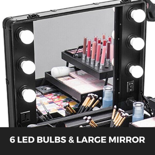 Cosmetiquera Con Luz Y Ruedas Maquillaje Maletin Portatil - Image 4