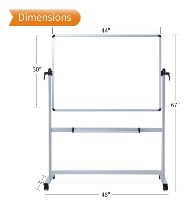 Pizarra Magnetica Movil De Doble Cara, 44 X 30 Pulgadas - Image 3