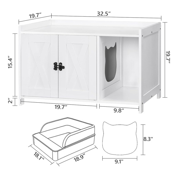Recinto De Caja De Arena Para Gatos Mahancris, Muebles De Ca - Image 5