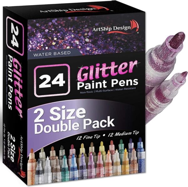 Juego De 24 Plumones De Pintura Con Purpurina Alta Calidad