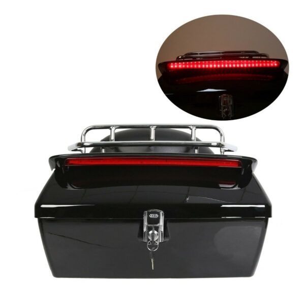 Moto Negro Tronco Cola Caja Equipaje Rack W/top Respald