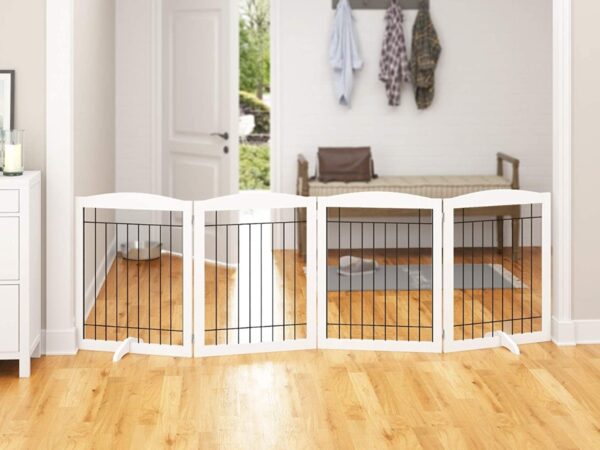 Puerta Plegable Valla Para Mascotas Extra Ancha Blanca - Image 4