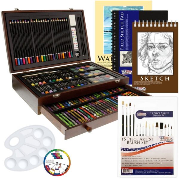 Set Dibujo Artistico 162 Pz Mega Caja Madera
