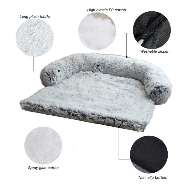 Cama Tapete Felpudo Calmante Para Mascotas Con Protector Gri - Image 3