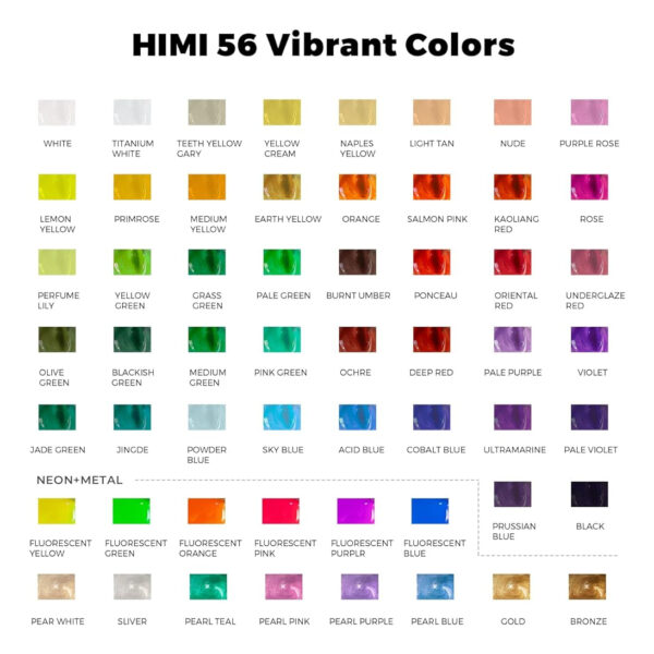 Juego De Pintura Himi Gouache, 56 Colores X 30 Ml Incluye 8 - Image 2